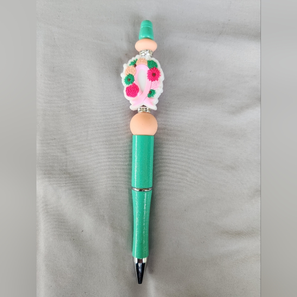 GLITTER BREAST CANCER AWARENESS Beadable Pen